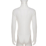 Solid Color Turtleneck Knit Ribbed Bodysuit MRA-45270