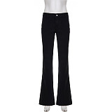 Solid Color High-waisted Basic Slim-fit Flared Jeans MRA-46050