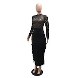 Fashionable Sheer Round Neck Rhinestone Dress CYA-902037