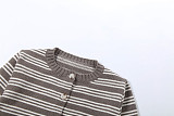 Casual Knit Striped Button-Up Top and Slim Fit Shorts Set ZJQD-87412