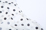 Stylish and Elegant Polka Dot Print Round Neck Long-sleeved Mesh Dress ZJQD-86532