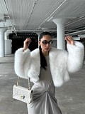 2025 Faux Fox Fur Short Coat Jacket with Large Fur Collar  ZNFR-458878
