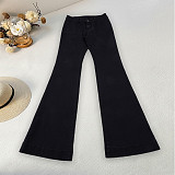 Solid Color High-waisted Basic Slim-fit Flared Jeans MRA-46050