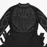 Fashionable Sheer Round Neck Rhinestone Dress CYA-902037