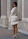 Stylish Collared Tassel Knit Cardigan and Pencil Skirt Set ZS-0349