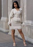 Stylish Collared Tassel Knit Cardigan and Pencil Skirt Set ZS-0349