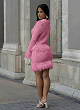 Stylish Collared Tassel Knit Cardigan and Pencil Skirt Set ZS-0349