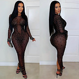 Fashionable and Sexy See-through Mesh Bodycon Dress With Rhinestones V