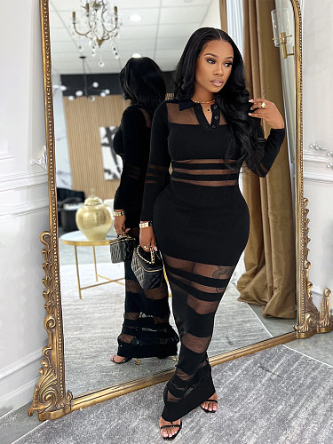 Sexy and Sophisticated Mesh Patchwork Bodycon Dress SFY-823