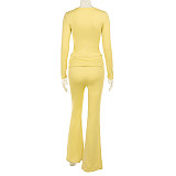 Casual Solid Color Versatile Square Neck Pleated Basic Suit SUM-24335