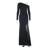 Sexy New Sequined High-slit Off-shoulder Evening Dress FL-25060