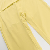 Casual Solid Color Versatile Square Neck Pleated Basic Suit SUM-24335