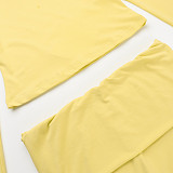 Casual Solid Color Versatile Square Neck Pleated Basic Suit SUM-24335