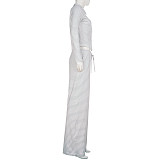 Casual Sriped Collared Button-down Lng-sleeved Cardigan With Drawstring Trousers Two-piece Set MRA-22223