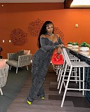 Strapless One-shoulder Buttons Pockets Denim Long-sleeved Jumpsuit Straight-leg Pants LSD-2531