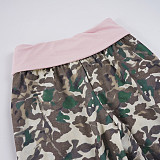Casual Camouflage Waistband Color-blocked Loose-fitting Straight-leg Trousers MRA-46045