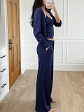 Casual Knit Color-blocked Loose-fitting Camisole cCardigan and Trousers Set MRA-45831