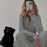 Casual Solid Color Ribbed Top and Drawstring Trousers Tracksuit MRA-43636