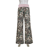 Casual Camouflage Waistband Color-blocked Loose-fitting Straight-leg Trousers MRA-46045