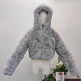 2025 Autumn Winter Women Short Faux Fur Hoodies Coat Large Size RS-QYXLM