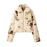 Autumn/Winter Eco-friendly Faux Wool Fur Zipper Short Jacket ZNFR-932347