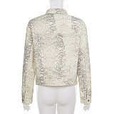Casual Street Style Snakeskin Retro Jacket With Pockets MRA-44959