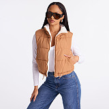 Autumn/Winter Zippered Collared Lambswool Vest with Pockets and A Slim Fit Outerwear Top XYWL-25TP403