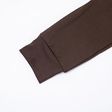 Autumn/Winter Fold-down Collar Long-sleeved U-shaped Long Top and Cropped Pants Set XYWL-25ST425