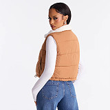 Autumn/Winter Zippered Collared Lambswool Vest with Pockets and A Slim Fit Outerwear Top XYWL-25TP403