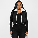 Autumn/Winter Zippered Collared Lambswool Vest with Pockets and A Slim Fit Outerwear Top XYWL-25TP403