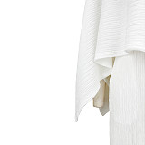 Fashionable Stretch Pleated Batwing Sleeve One-piece Pocket Wide-leg Pants Suit ASL-6812