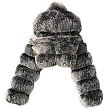 2025 Autumn Winter Women Short Faux Fur Hoodies Coat Large Size RS-QYXLM