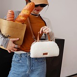 2025 New Retro Niche Design Heavy-Duty Faux Wool Handbag/Crossbody Bag RS-1803