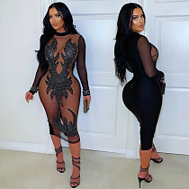Sexy Round Neck See-through Sequined Party Dress CYA-902192