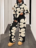 Stylish Loose-fitting Casual Multi-colored Floral Knit Sweater Set XS-25L1704