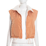 Autumn/Winter Zippered Collared Lambswool Vest with Pockets and A Slim Fit Outerwear Top XYWL-25TP403