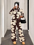 Stylish Loose-fitting Casual Multi-colored Floral Knit Sweater Set XS-25L1704
