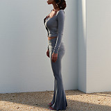 2025 Sexy Solid Color Rhinestone Long-Sleeve Pants Set SUM-25573
