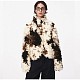 Maillard Retro Color Block Fox Fur Eco-friendly Short Jacket ZNFR-45485