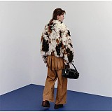 Maillard Retro Color Block Fox Fur Eco-friendly Short Jacket ZNFR-45485