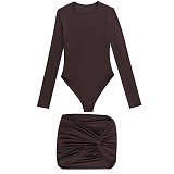 2025 Sexy Hollow-Out Slim Fit Bodysuit and Skirt Set SUM-25572