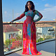 Stylish Round Neck Pleated Printed Patchwork A-line Dress JY-303717