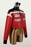 Stylish Color-blocked Slim-fit Stand-up Collar Hip-hop Motorcycle Jacket Top XS-1586