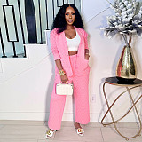Autumn/Winter Fashion Solid Color Quilted Warm Pajama Two-Piece Set YNS-8019