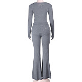 2025 Sexy Solid Color Rhinestone Long-Sleeve Pants Set SUM-25573