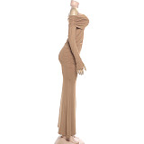 Sexy Solid Color Slim Fit Off-shoulder Elegant Fishtail Dress SXE-87970
