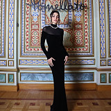 New High-neck Long-sleeved Elegant and Slim-fitting Solid Color Dress SXE-86424