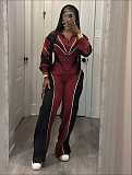 Stylish Multi-color Patchwork Stand Collar Two-piece Set YD-8845