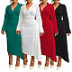 Sexy V-neck Suit-style Dress With Patchwork and Irregular Pleats NNWY-8136