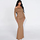 Sexy Solid Color Slim Fit Off-shoulder Elegant Fishtail Dress SXE-87970